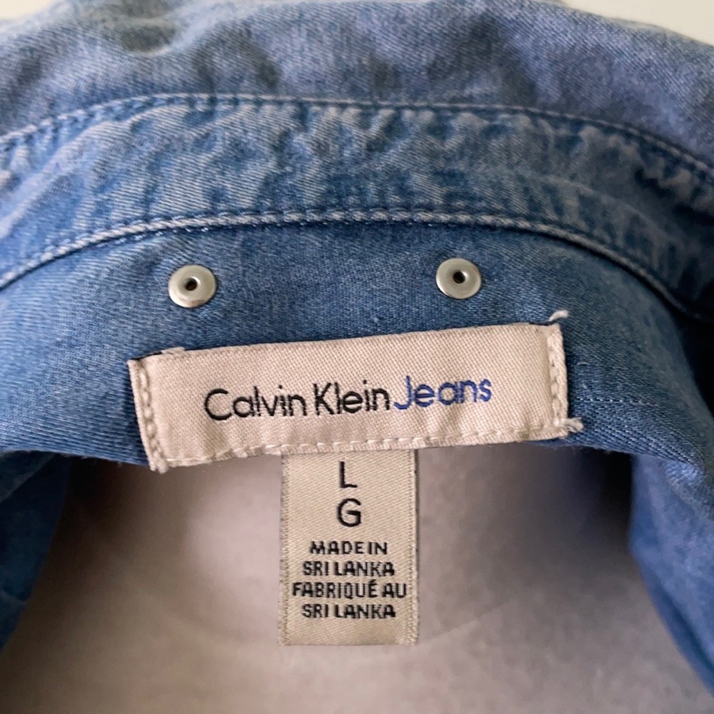 SOLD Calvin Klein Sustainable Jean Shirt, Size L - Picture 15 of 16
